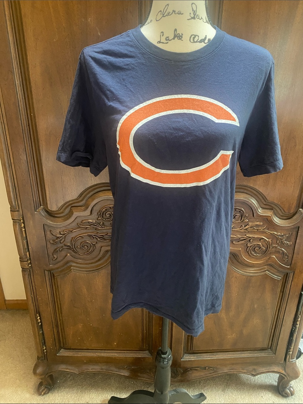 Nike Black Crewneck Graphic Tee with White Logo Chicago Bears